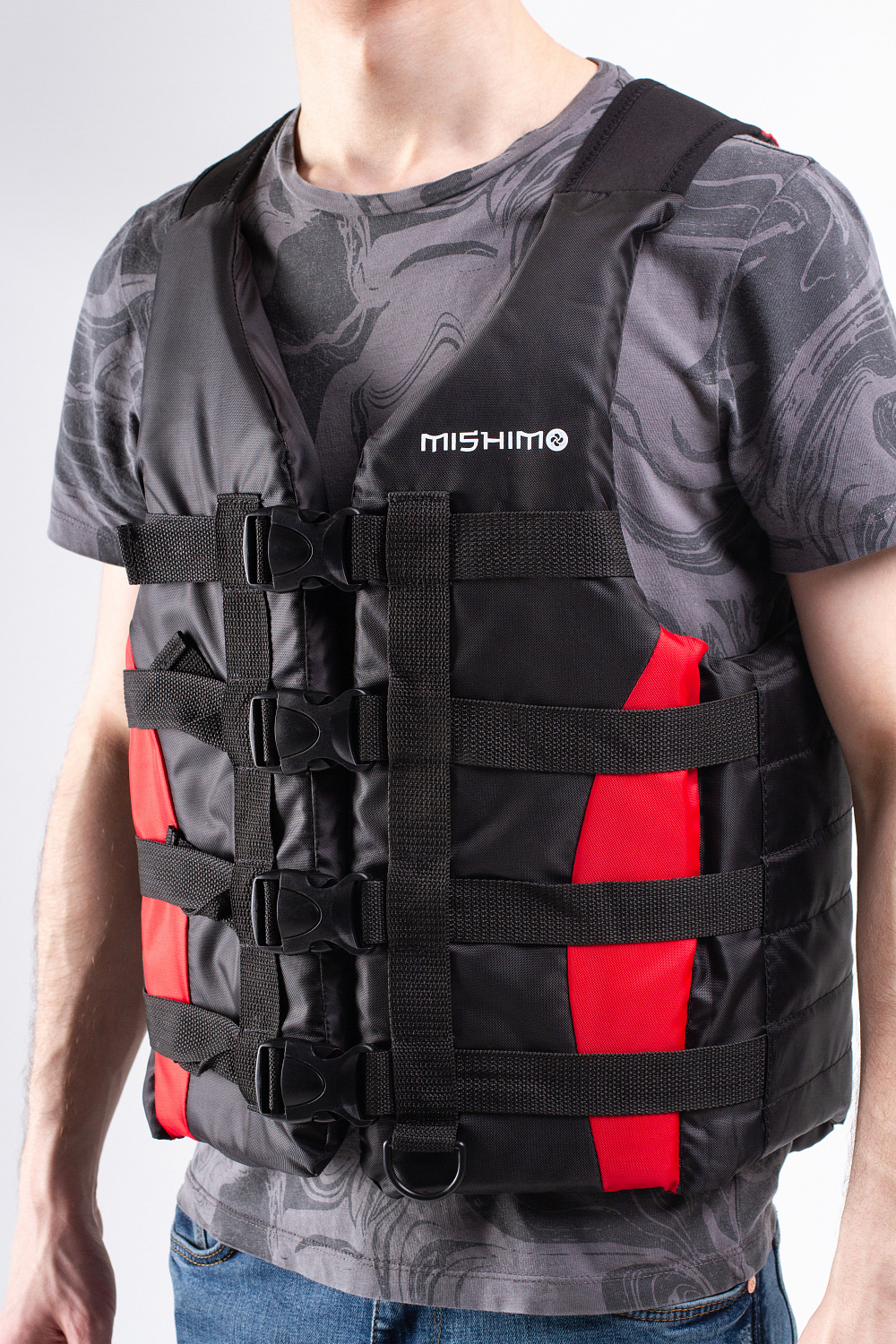 Жилет спасательный MISHIMO PRO Премиум качества Черно-красный в Реутове